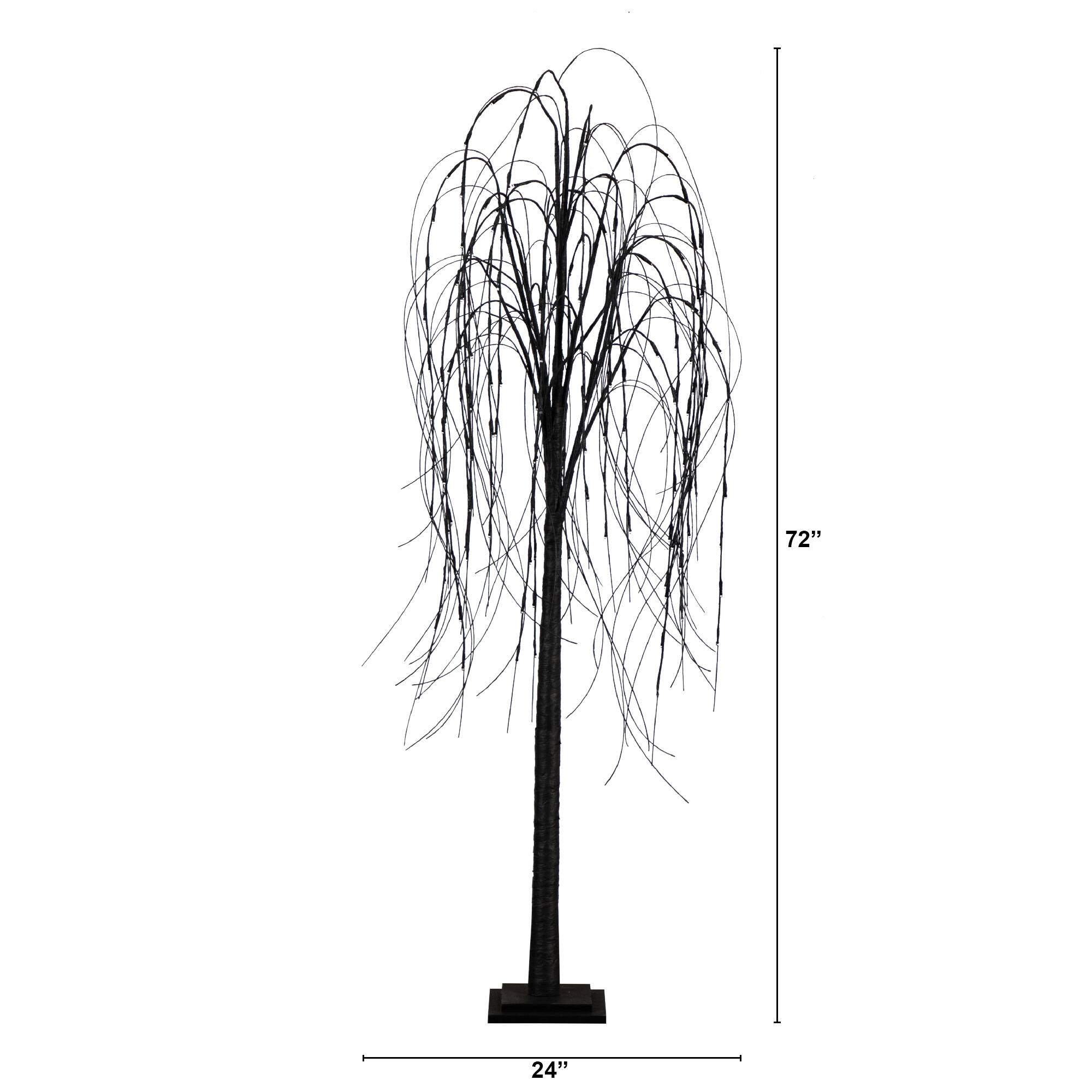 6ft. Orange & Purple LED Pre-Lit Halloween Black Willow Artificial Fall Tree